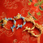 Filigree Burnt Blue Dragon Pearl Earrings