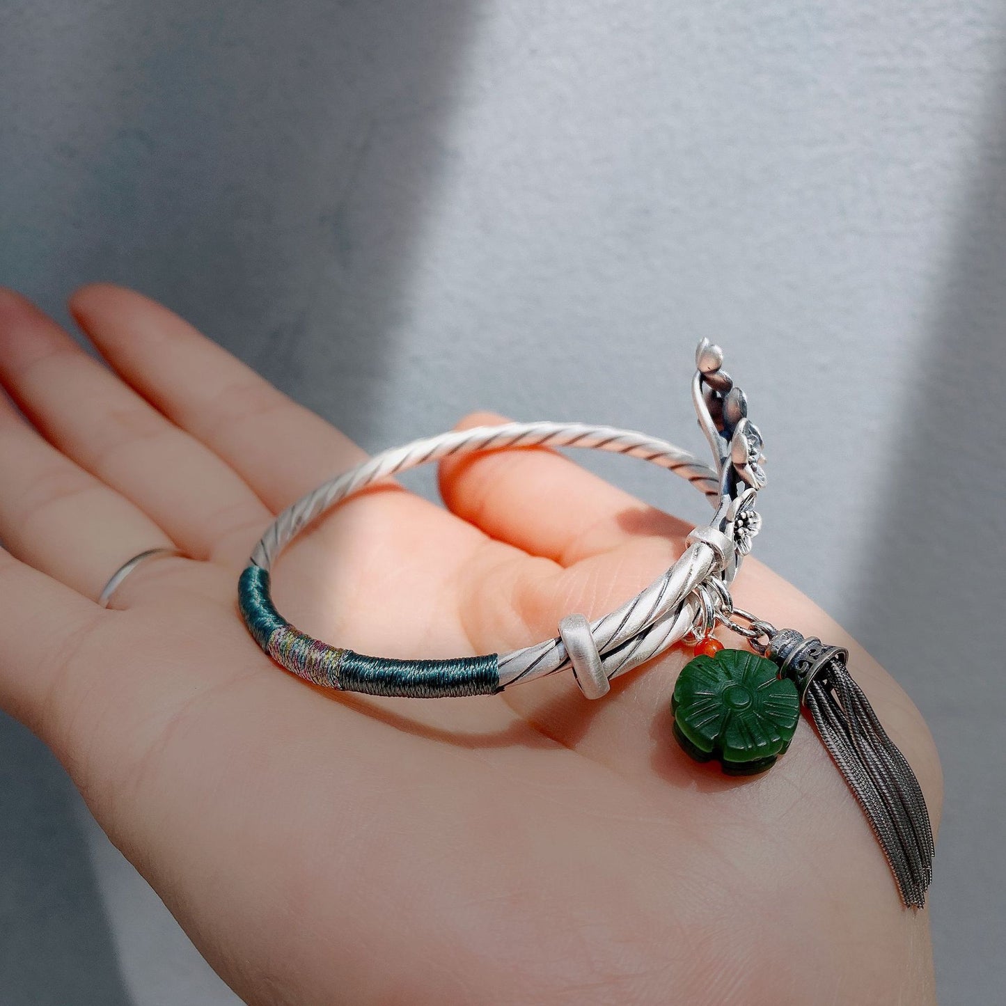 National style retro plum blossom woven personalized tassel bracelet