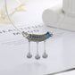 Yellow Blue Enamel Curved Fish 3 Tassel Pendant Necklace - Sterling Silver