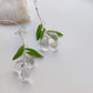 Chinoiserie bamboo leaf water drop beaded earrings