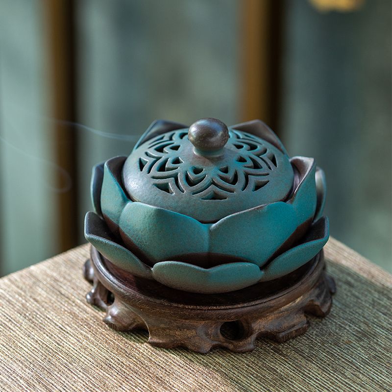 Lotus ceramic incense burner