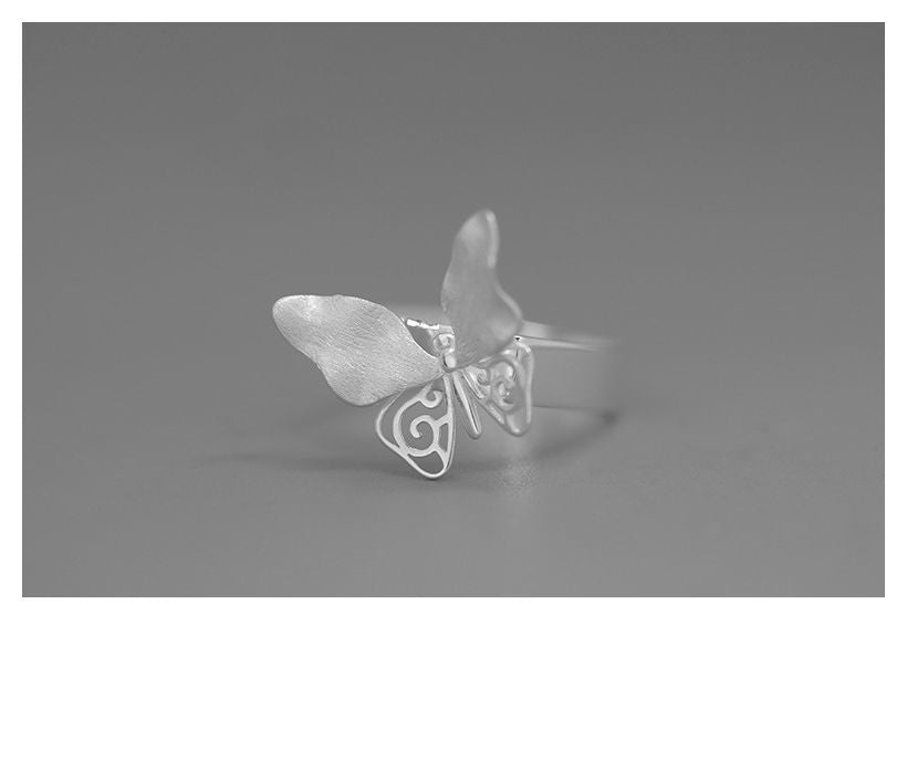 Chinese Style Square Butterfly Ring-Sterling silver