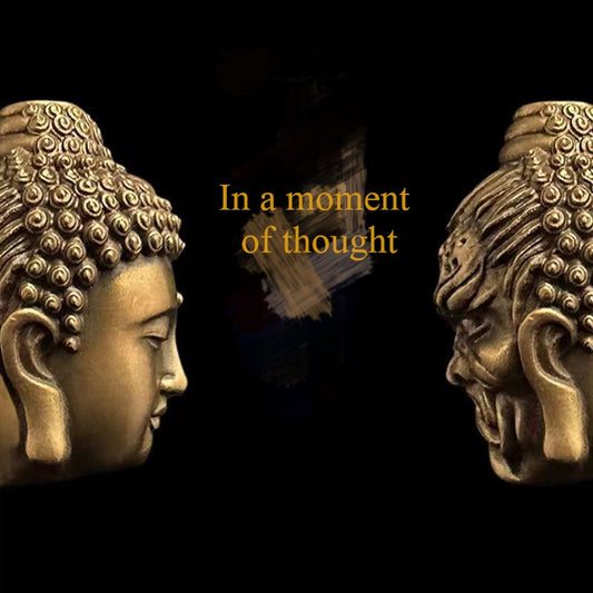 Brass Magic Buddha with Double Sides and One Mind Playing Pendant