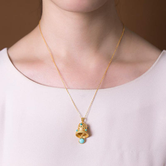 Turquoise Gold Bell Pendant