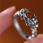 Pixiu Ruby Copper Coin Open Ring-Sterling silver