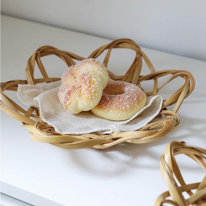 Handgewebter, blumenförmiger Obstkorb aus Bambus, Dim-Sum-Tablett