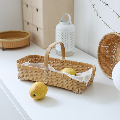 Square portable bamboo woven basket