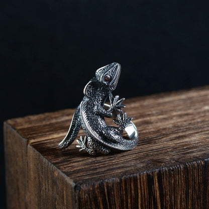 Eidechsen-Vintage-Ring – Sterlingsilber