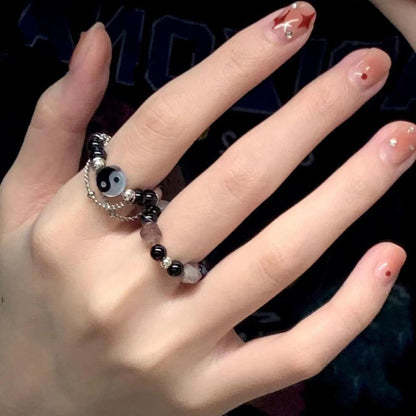Imitation Jade Tai Chi Beaded Ring
