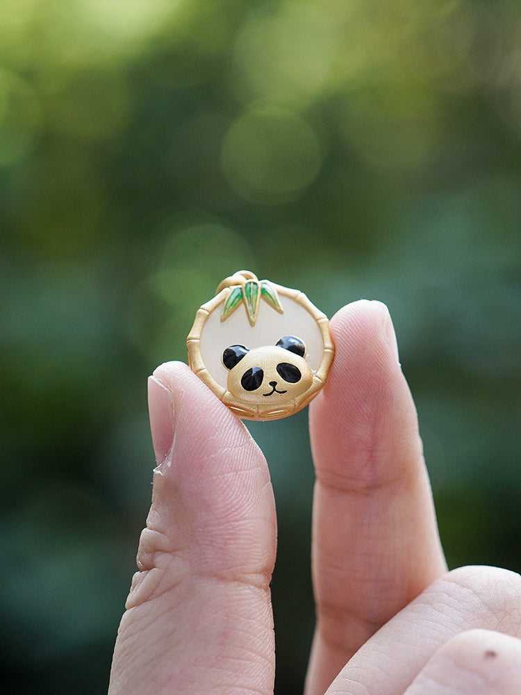 Panda Bamboo Joint Jade Necklace