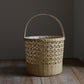 Circular portable bamboo woven basket