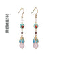 Pair of long red and turquoise earrings with gold-tone 925 sterling silver hooks