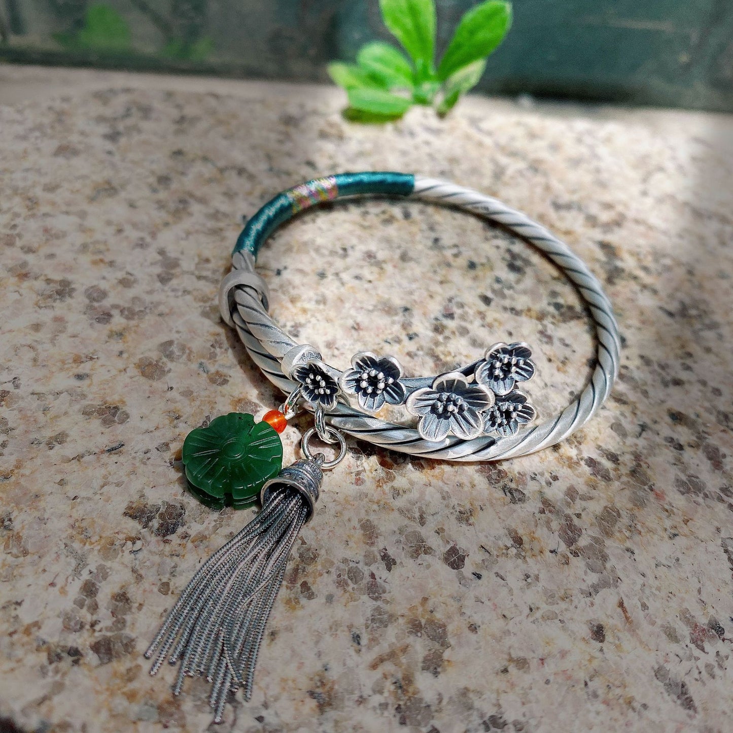 National style retro plum blossom woven personalized tassel bracelet