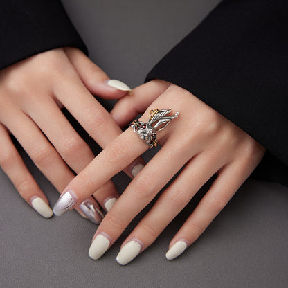Hase Gold Silber Kontrast Vintage Ring - Sterling Silber