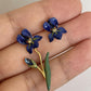 Blue Iris Leaf Earrings