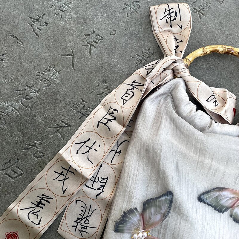 Butterfly  Bamboo Joint Calligraphy Character Binding Handbag