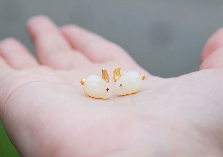 Hotan Jade Rabbit Earrings
