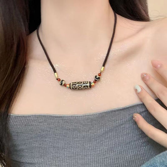 Ethnic Tibetan Nine Eyeball Pullout Adjustable Necklace