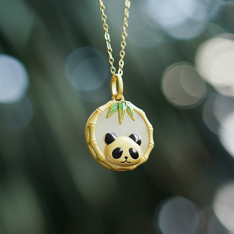Gold Panda Necklace Gold Diamond Pendant | Winter Champion Mascot Pand –  Huge Tomato
