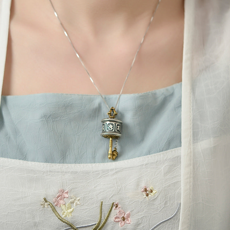 Six-character Truth Rotatable Eight Treasures  Auspicious Turning Sutra Tube Necklace (Rotatable)