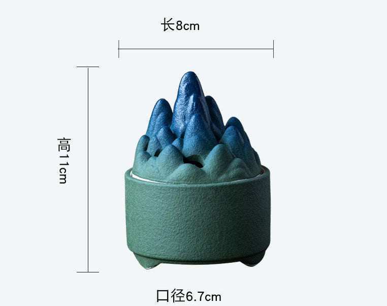 Chinese style retro Zen style ceramic mountain view color friend incense burner