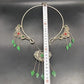 Retro Miao Silver Carved Flower Set Red and Green Gem Long Life Lock Collar