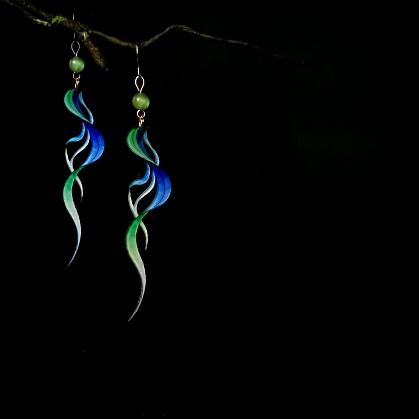 Oriental Green Streamer Earrings – Artistic New Chinese Style Statement Earrings