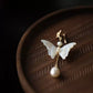 Natural Freshwater Pearl  White Mother-of-Pearl Butterfly Qipao Brooch  Pendant