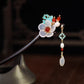 Agate and Ebony Wood Hairpin with Pearls – Handmade Chinese Hanfu & Qipao Hair Accessory,