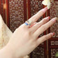 Handcrafted Magnolia Blossom Ring in 925 Sterling Silver  Hetian Jade – Vintage Chinese Cloisonné Enamel Adjustable Ring