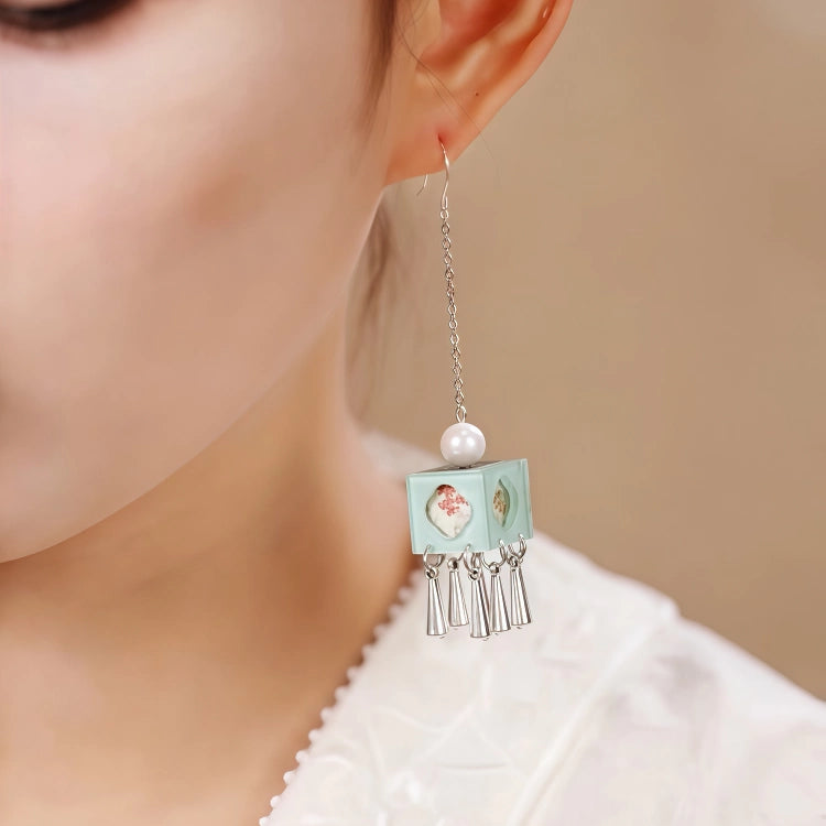 New Chinese Style Blue Lantern Drop Earrings – Hanfu & Qipao Elegant Jewelry