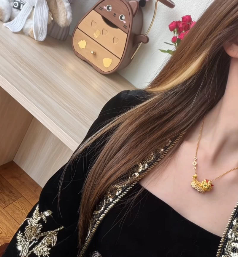 Chinese Mythical Qilin Necklace with Ancient Coin Pendant – Elegant Oriental Lucky Charm