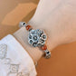 999 Fine Silver Blooming Flower Bracelet with South Red Agate – Curved Fish Pattern “Nafu” Feng Shui Handmade Jewelry