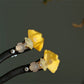 Handcrafted Velvet Flower Ginkgo Leaf Hairpin - Elegant Chinese Hair Accessory for Women
