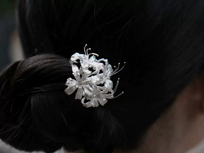 Original Handmade Lycoris Radiata Hair Stick – Elegant Oriental Floral Hairpin