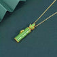 Original Chinese Style Hetian Jade Bamboo Pendant with Gold Enamel – 36×9mm, 4.3g, White & Green, Versatile Collarbone Necklace for Women