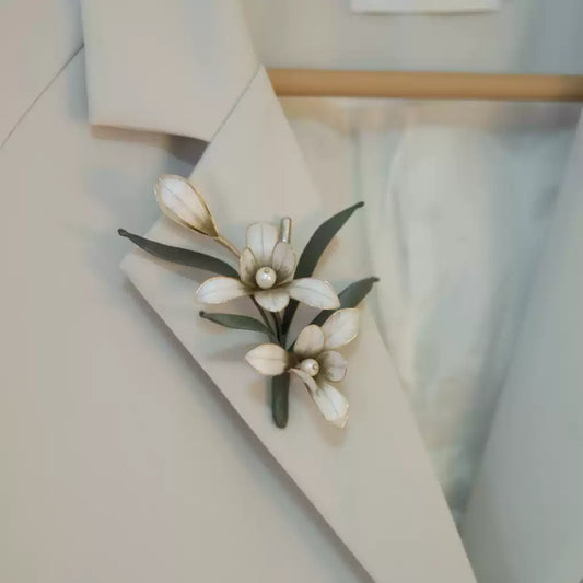 Orchid Velvet Flower Brooch Pin | Handmade Chinese Hair & Clothing Accessory Gift