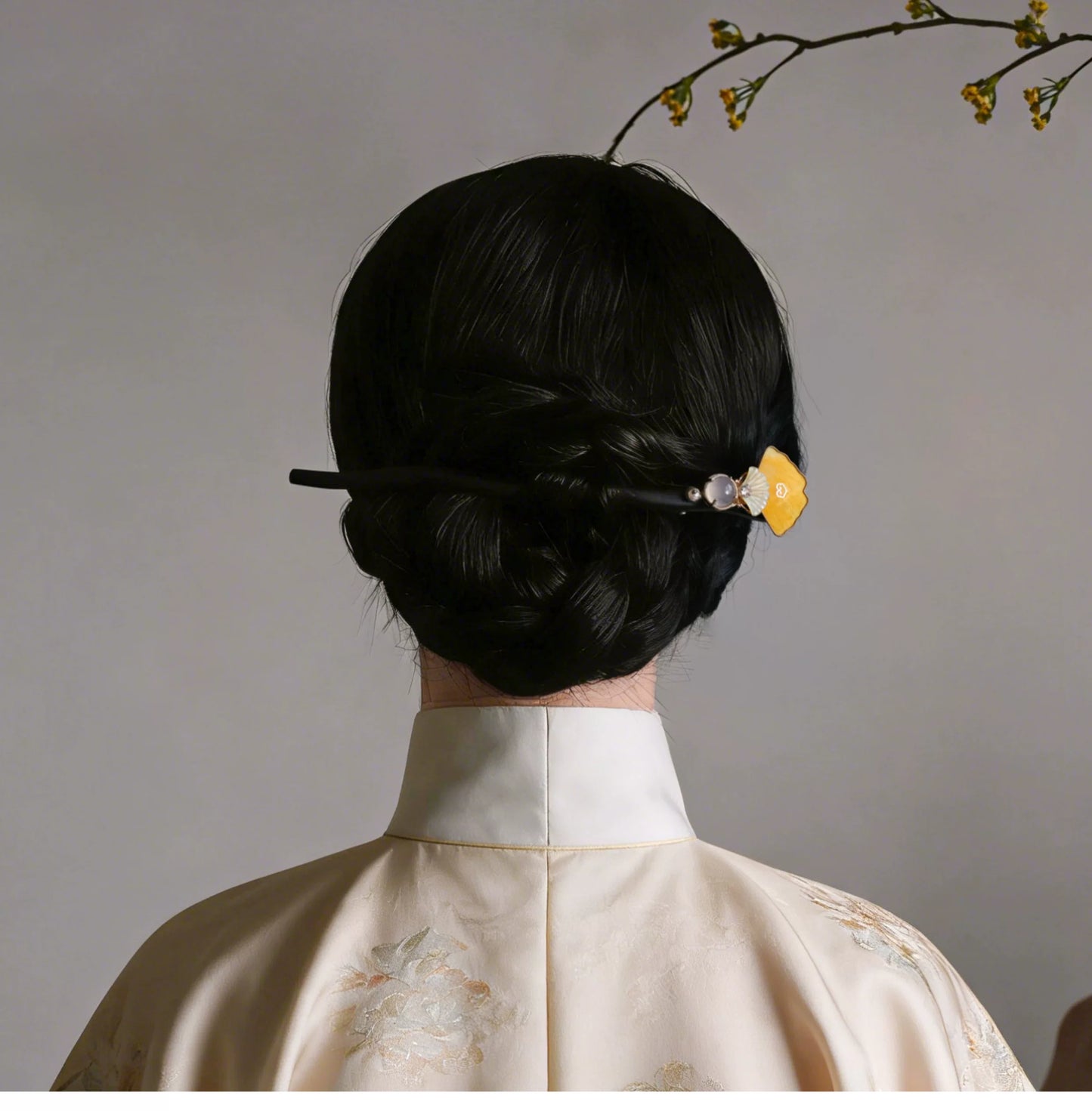 Handcrafted Velvet Flower Ginkgo Leaf Hairpin - Elegant Chinese Hair Accessory for Women