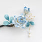 Velvet Ice Blue Rose Hairpin | Handmade Sandalwood Chinese Hair Accessory for Elegant Style
