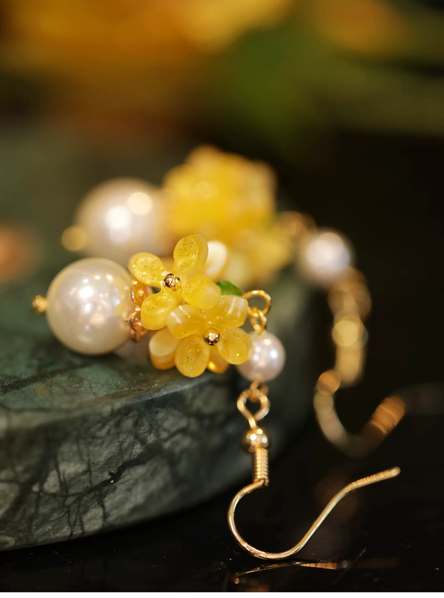New Chinese Style Osmanthus Earrings – Vintage Floral Dangle Earrings with Oriental Charm