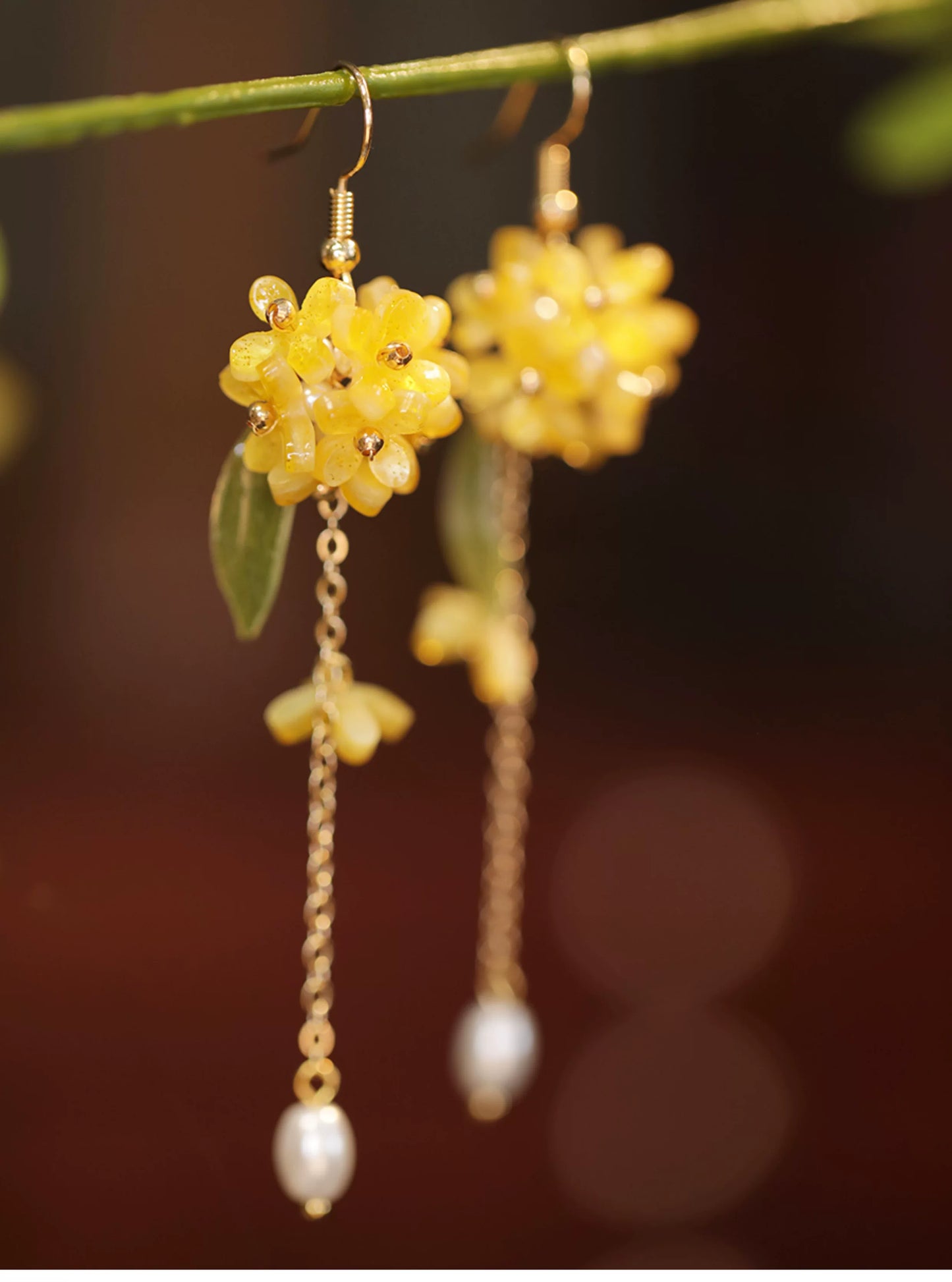 New Chinese Style Osmanthus Earrings – Vintage Floral Dangle Earrings with Oriental Charm