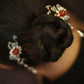 Peacock Blue Auspicious Cloud Hairpin – New Chinese Style Enamel Hair Accessory（A pair）