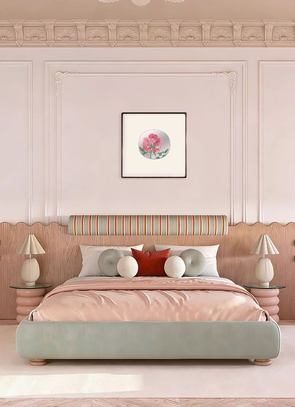 Peony Handcrafted Silver Wall Art | Traditional Chinese Repoussé Floral Metal Frame