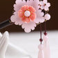 Pink Flower 9 Beads Tassel Hairpin-Wood