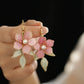 Pink Flower Dangle Earrings – Elegant Hanfu & Song Dynasty Style Accessories
