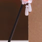 Pink Flower 9 Beads Tassel Hairpin-Wood