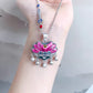 990 Sterling Silver Pink Lotus Tassel Necklace – Ethnic Style Handcrafted Pendant for Women
