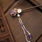New Chinese Style Amethyst Pearl Tassel Hairpin – Elegant Hanfu Qipao Hair Ornament