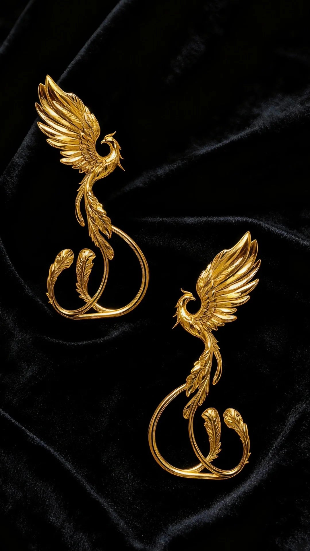 New Chinese Style Phoenix Earrings – Vintage Tang Dynasty Inspired Gold Drop Earrings