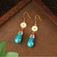 Ancient Gold Enamel Turquoise Earrings – Elegant Hanfu & Qipao Accessories